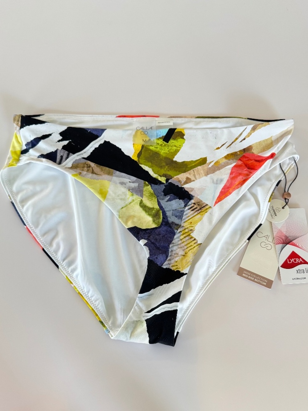 CALIA Women’s Abstract Print Mid-Rise Bikini Bottom Size M NWT